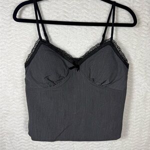 No Boundaries Gray Tank Top with Lace Accent. So cute with a jacket 🧥🧡